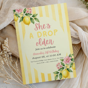 Lemon Yellow She’s a Drop Older 21st Birthday Invitation