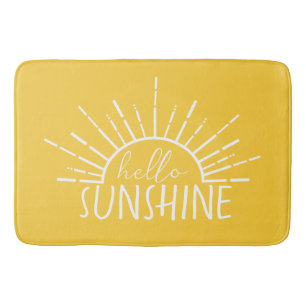Lemon Yellow Simple Modern Hello Sunshine       Bath Mat