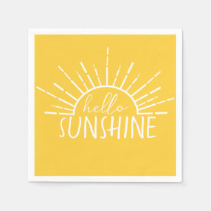 Lemon Yellow Simple Modern Hello Sunshine     Napkin