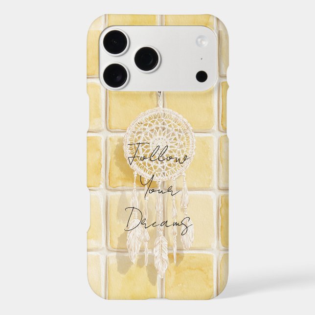 Lemon Yellow Squares Cream Dream Catcher (Back)