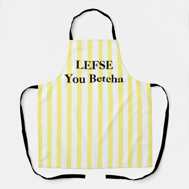 Lemon Yellow Striped Lefse All-Over Print Apron (Front)