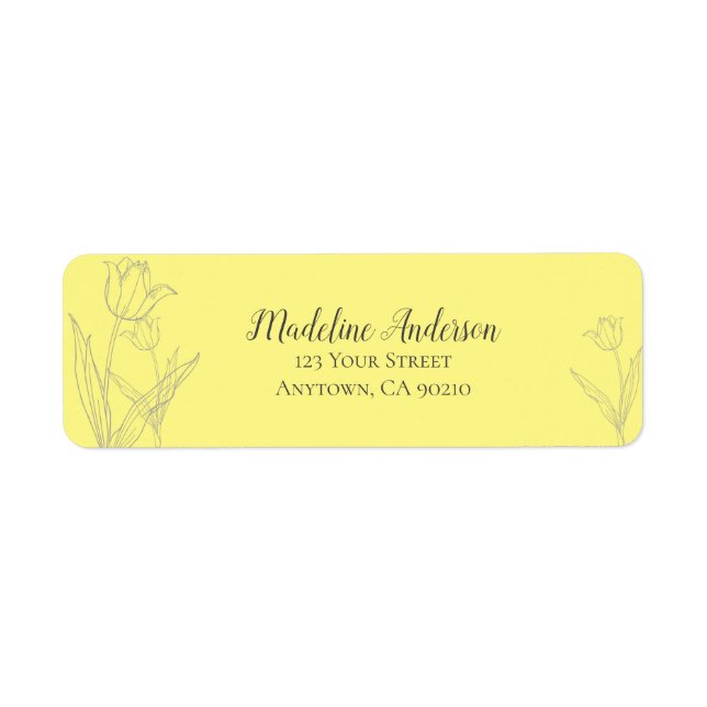 Lemon Yellow Tulip Silhouette | Return Address (Front)