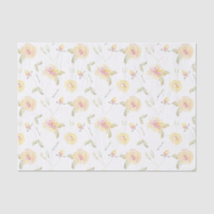 Lemon Yellow Watercolor Flowers Tissue Paper