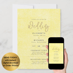 Lemon Yellow Wedding Instant Digital Download Invitation