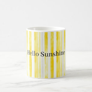 Lemon Yellow White Stripes Coffee Mug