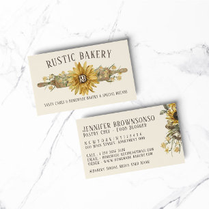 Lemon Yellow Wood Rolling Pin Sunflower Bakery Business Card