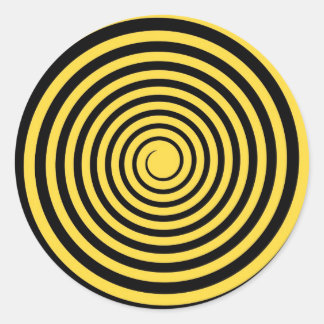 Lemon Zest Yellow & Black Spiral Customized Blank Classic Round Sticker