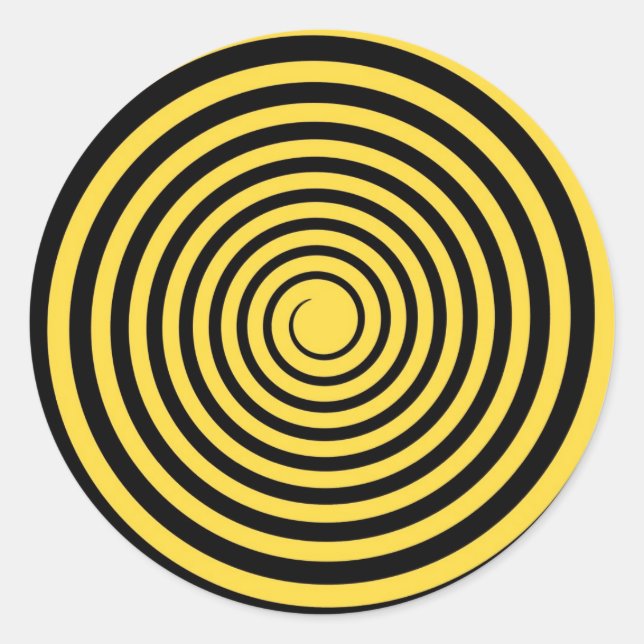 Lemon Zest Yellow & Black Spiral Customized Blank Classic Round Sticker (Front)