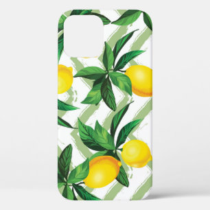 Lemon zigzag: vintage hand-drawn pattern. iPhone 12 case