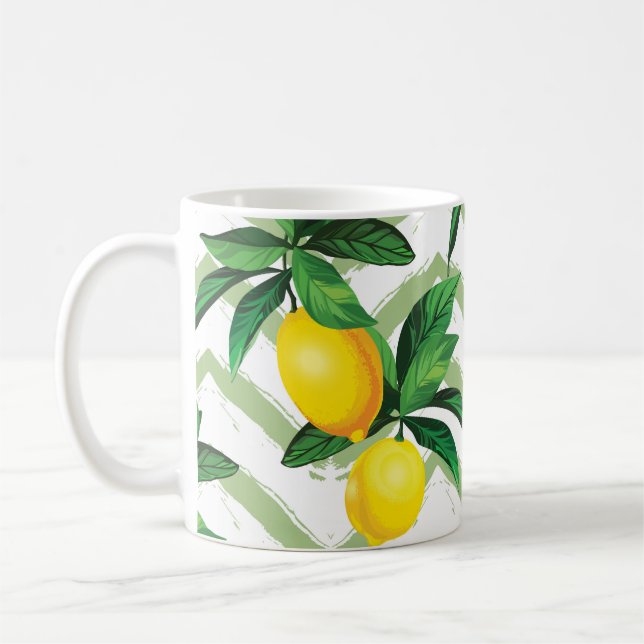 Lemon zigzag: vintage hand-drawn pattern. coffee mug (Left)