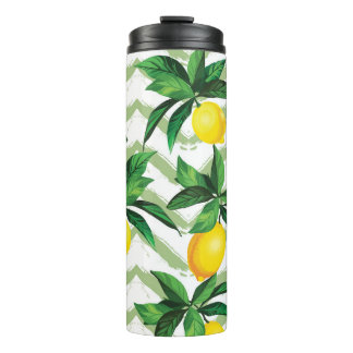 Lemon zigzag: vintage hand-drawn pattern. thermal tumbler