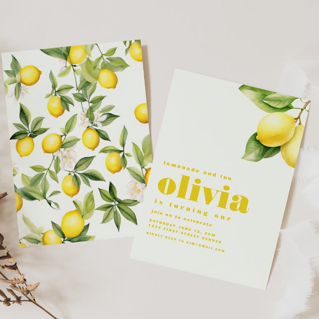 Lemonade and Fun, Turning One First Birthday Invitation (Creator Uploaded)