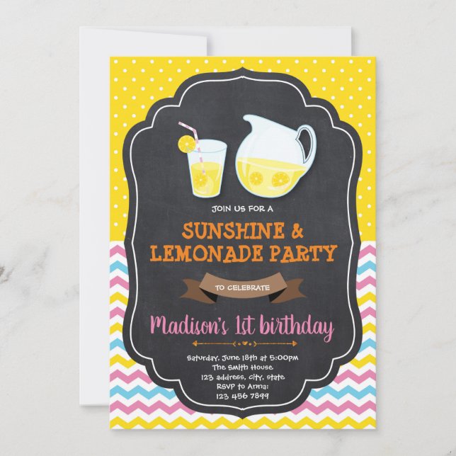 Lemonade Birtday Party invitation (Front)