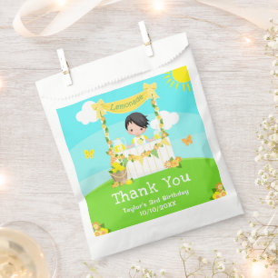 Lemonade Black Hair Boy Birthday Thank You Favour Bag