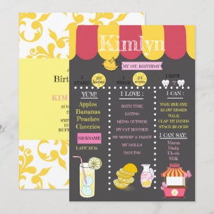 Lemonade Chalkboard 1st Birthday Party Save The Date