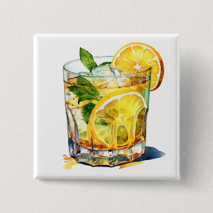 Lemonade Cocktail Drink 2 Inch Square Button