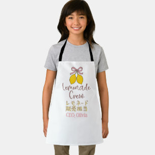 Lemonade Crew Coquette Cute Lemon Bow Japanese Apron