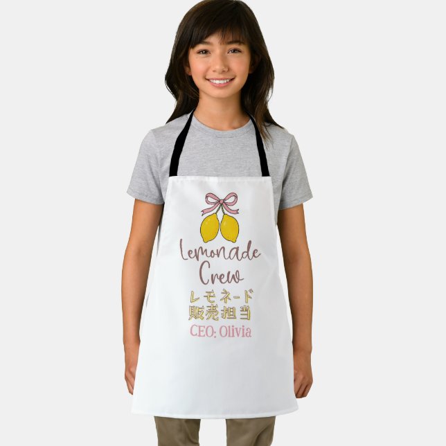 Lemonade Crew Coquette Cute Lemon Bow Japanese Apron (Insitu)