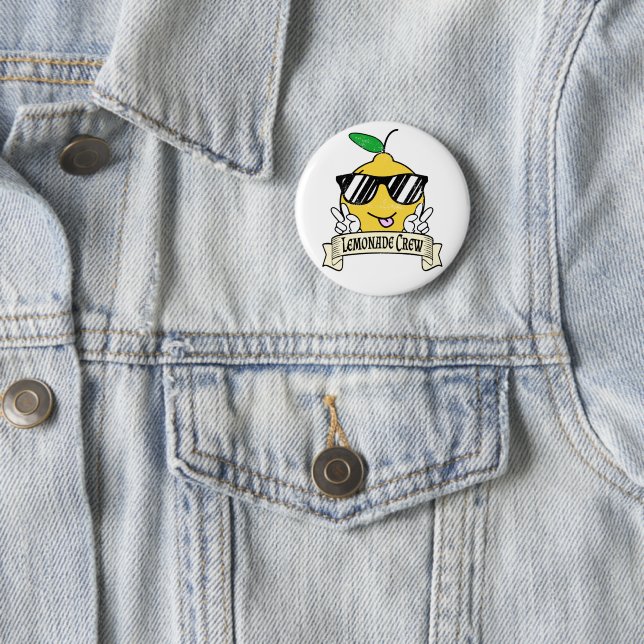 Lemonade Crew - Kawaii Peace Hand and Sunglasses  2 Inch Round Button (In Situ)