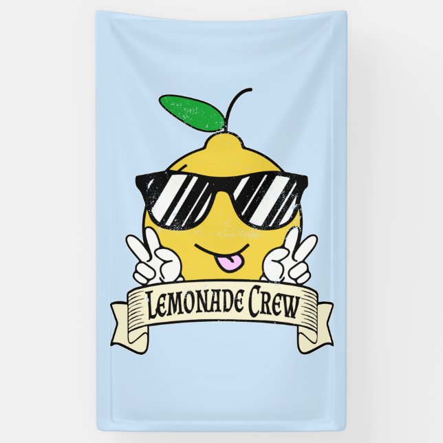 Lemonade Crew - Kawaii Peace Hand and Sunglasses Banner (Vertical)