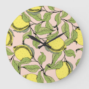 Lemonade Days: Vintage Branch Pattern Large Clock
