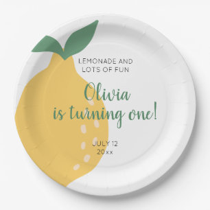 Lemonade Lots Turning One Lemon 1st Birthday Paper Plate