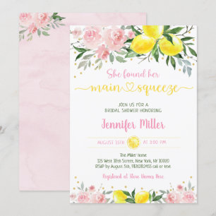 Lemonade Main Squeeze Pink Gold Bridal Shower Invitation