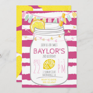 Lemonade Mason Jar Birthday Invitation
