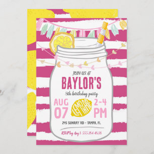 Lemonade Mason Jar été Anniversaire Invitation