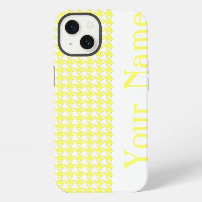 Lemonade Modern Houndstooth with name iPhone Case (Back)