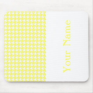 Lemonade Modern Houndstooth with name Mouse Pad