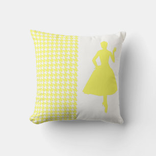 Lemonade Modern Houndstooth with Silhouette Throw Pillow