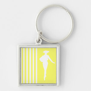 Lemonade Modern Stripes with Fashion Silhouette Keychain