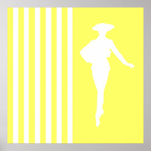 Lemonade Modern Stripes with Fashion Silhouette Poster