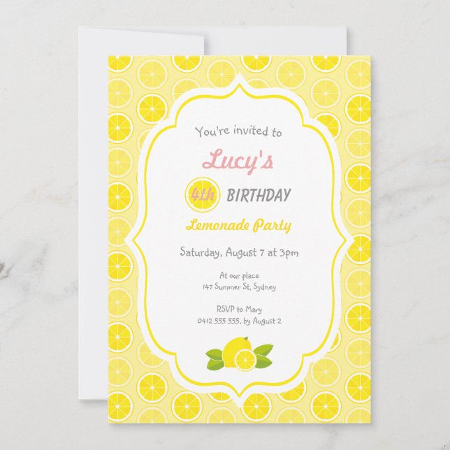 Lemonade Party Invitation (Front)