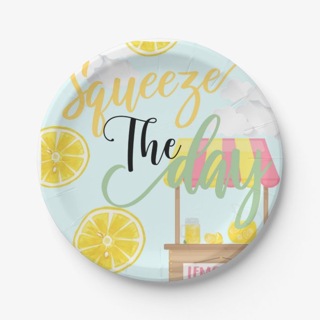 Lemonade party, Squeeze the day, Sweet Birthday Paper Plate (Front)