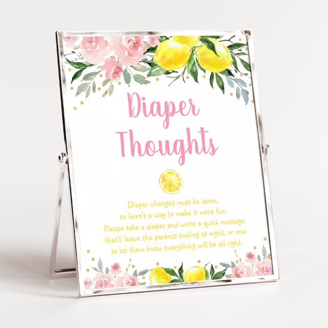 Lemonade Pink Gold Floral Baby Diaper Thoughts Poster (Creator Uploaded)