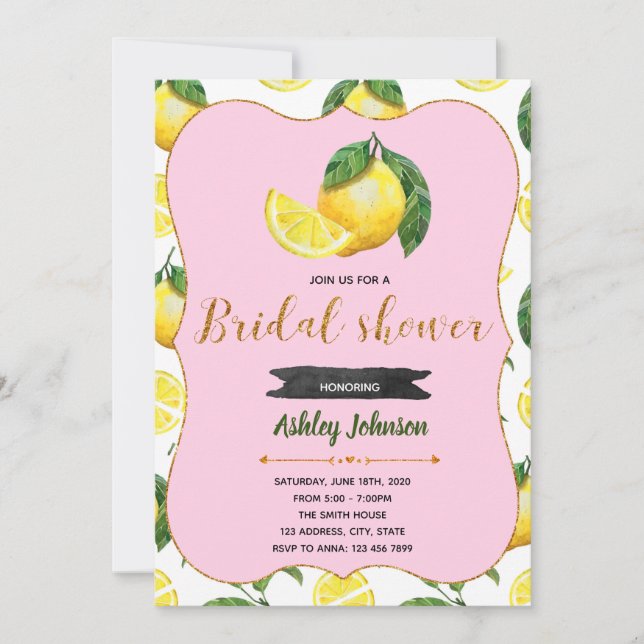 Lemonade pink shower invitation (Front)