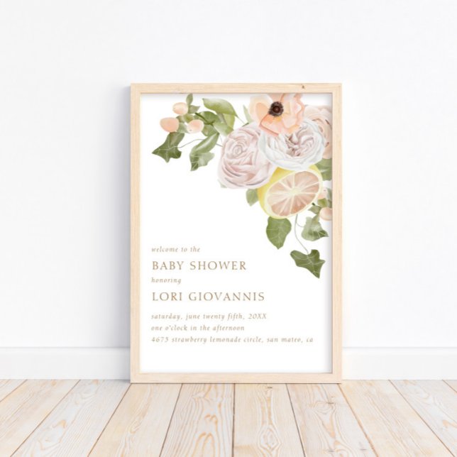 Lemonade rose moderne Affiche de bienvenue à plat  (Créateur téléchargé)