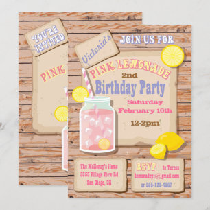 Lemonade rose rustique Invitations de fête d'anniv