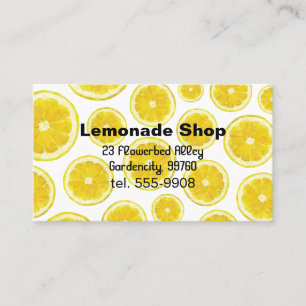 Lemonade shop business card. Yellow fresh fruit Business Card