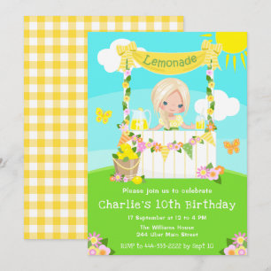Lemonade Stand Birthday Blonde Hair Girl Invitation