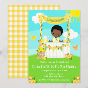 Lemonade Stand Birthday Dark Skin Boy Invitation