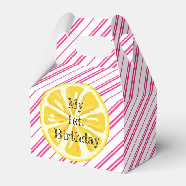 Lemonade Stand Birthday Party  Favor Box (Front Side)