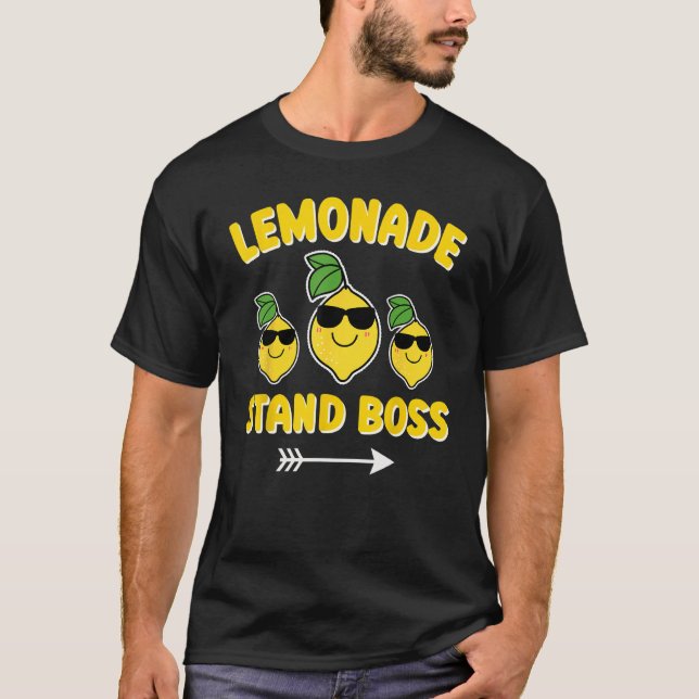 Lemonade Stand Boss Sunglasses Boys Summer  Lemon  T-Shirt (Front)