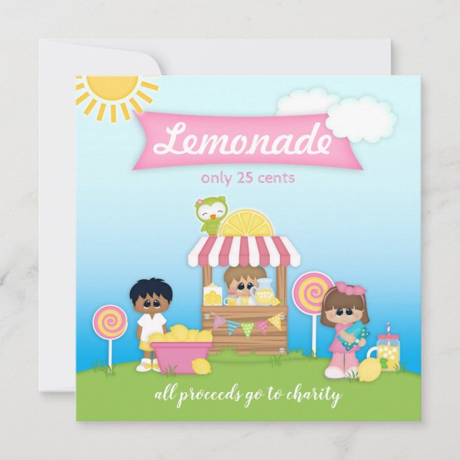 Lemonade Stand Lollipop Invitation de la fête des  (Devant)