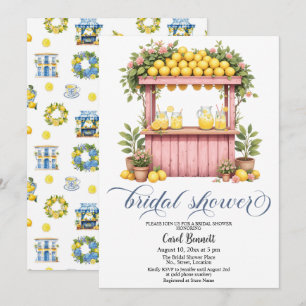 Lemonade Stand Mediterranean Summer Bridal Shower Invitation