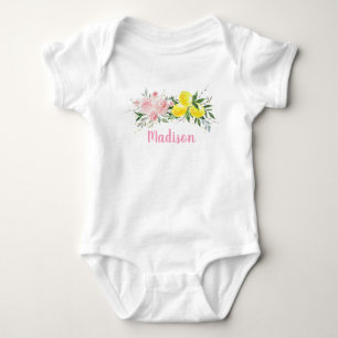 Lemonade Sunshine Pink Floral Birthday Baby Bodysuit