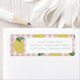 Lemonade Sunshine Pink Plaid Return Address