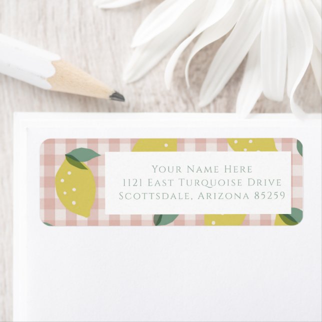 Lemonade Sunshine Pink Plaid Return Address (Insitu)
